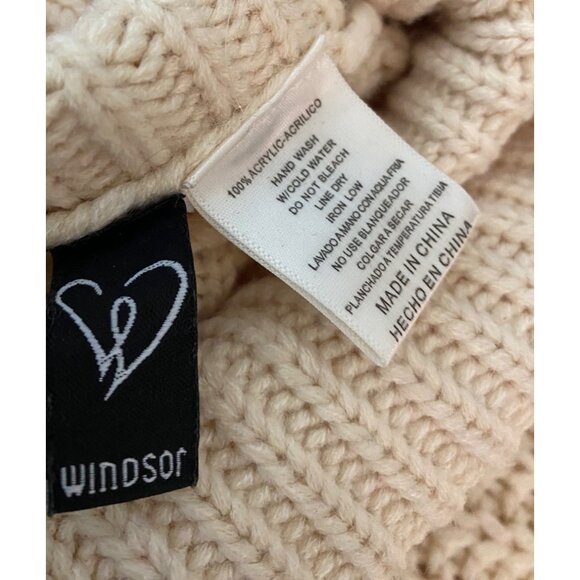 Windsor Asymmetrical Cable Knit Turtleneck Sweater Cream Small - Picture 3 of 7